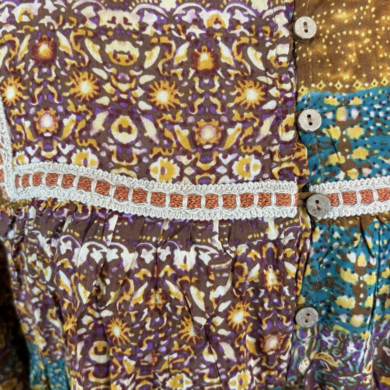 Easel Boho Patchwork Tunic Blouse Womans Size L L… - image 3