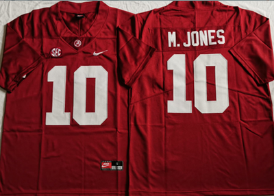 Mac Jones Alabama Crimson Tide Stitched #10 Football Jersey Red