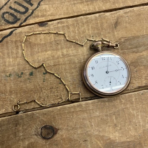 Antique Hamilton Watch Co Men’s Pocket Watch Simmons Chain Gold Tone