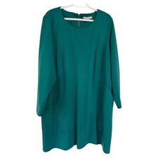 Anthology shift dress long sleeve pockets green stretch office teacher size 26