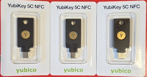 NEW 3 Yubico YubiKey 5 NFC Security Key NFC fido RoHS New On Card 
