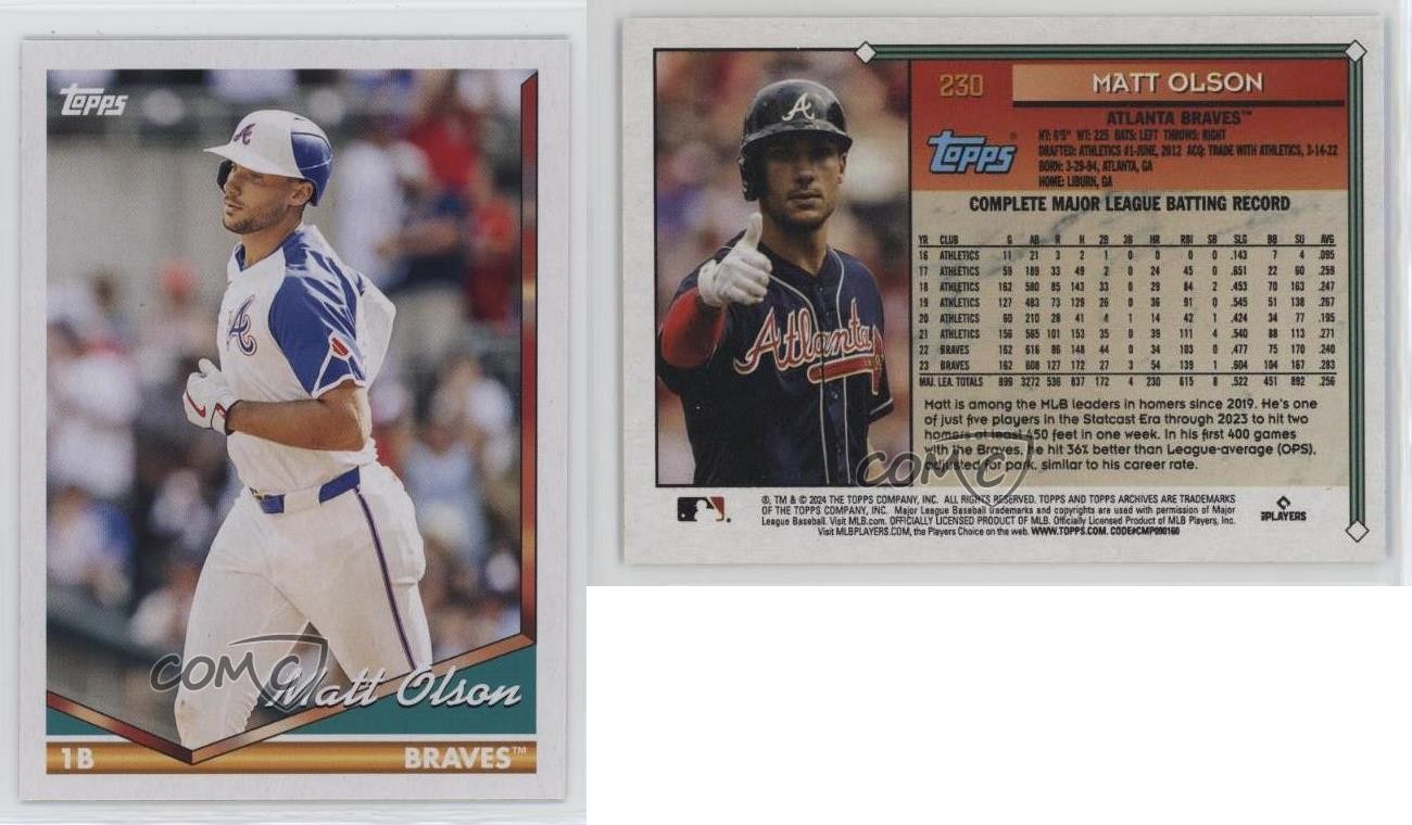 2024 Archives 1994 Topps Design Variation Matt Olson #230 0vp1
