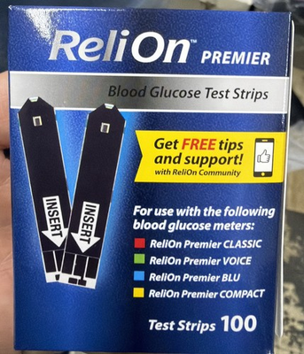 #ad ReliOn Premier Blood Glucose Test Strips 200 Count exp date 2027 $36.99