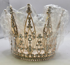 Crown Gold Crystal Rhinestone Tiara Queen Headpiece Decor Cake Topper