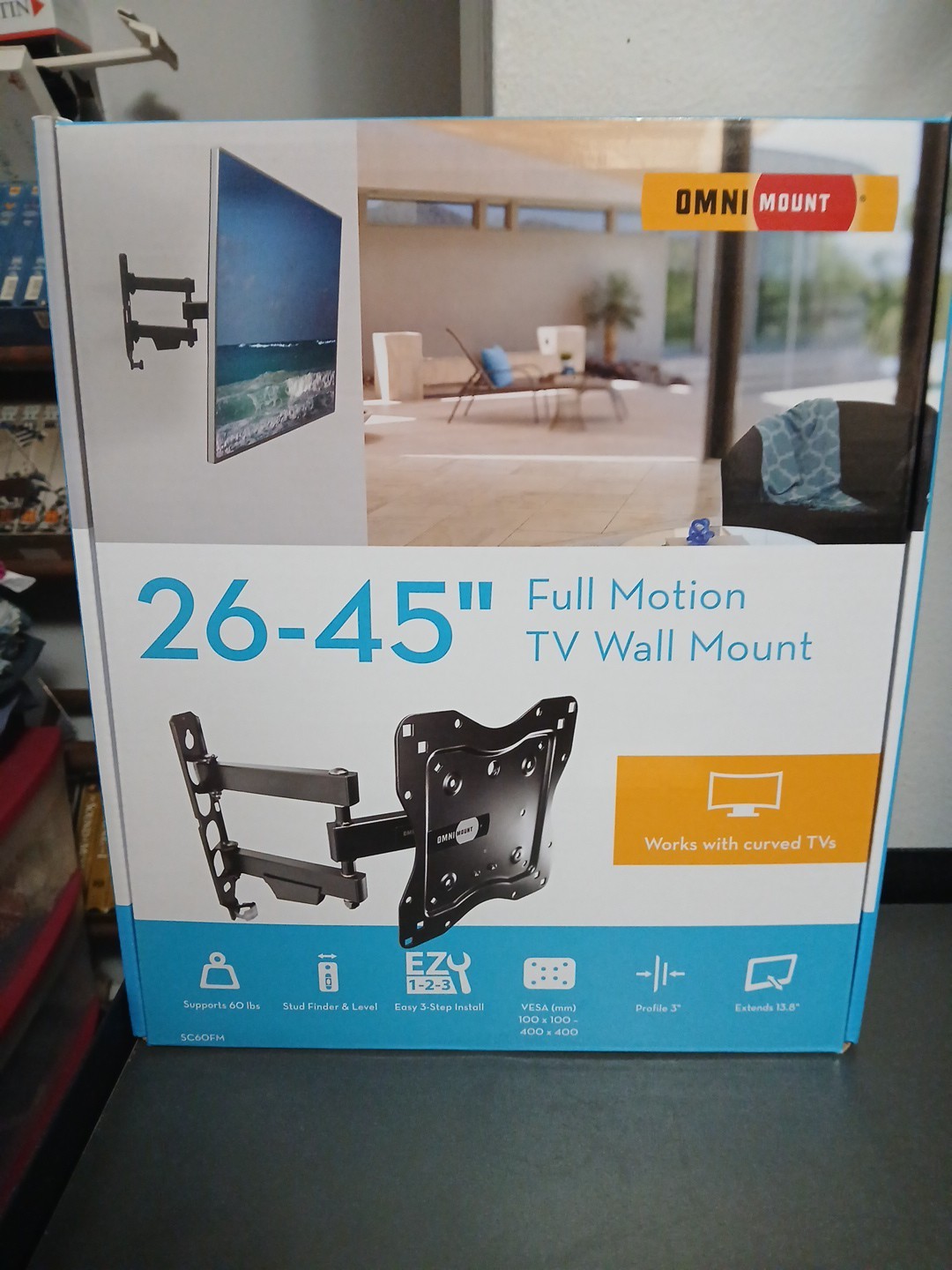 New In Box  OmniMount 26-45" Full Motion TV Wall Mount. Work