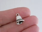 6 Bell pendants charms antique silver tone CT241