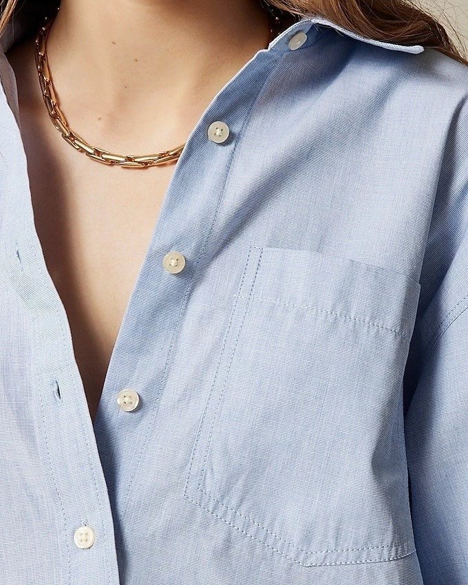 J. Camisa de popelina de algodón recortada con botones Crew Étienne - Princeton Blue Eoe - XXS Foto 3 de 4