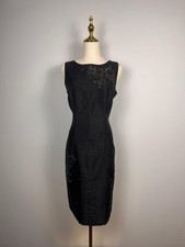 Vintage AGB Byer Size 10 Black Cocktail Dress Shimmer Floral Detail Elegant Part