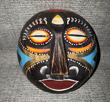 Bali Indonesia Mask Hand-Carved Painted Wood, Hanging Tribal Wall Art