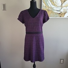 NWT Ann Taylor LOFT Navy Burgundy Tweed A-Line Career Dress Size 6