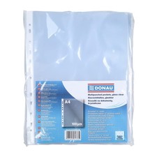 DONAU Lot de 100 pochettes perforées solides en plastique transparent A4 100 ...
