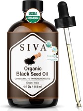 Siva Black Seed Oil Organic - 4 Fl Oz 100 Natural Cold Pressed Black Seed Oil