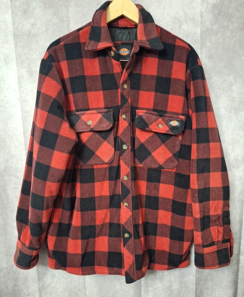 Vintage Dickie's Flannel Shirt Jacket Mens L Buffalo Plaid Quilted Lined Utility - Image 2 of 4