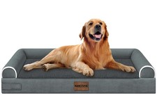Orthopedic Large Dog Bed XL Memory Foam Bolster Waterproof Washable Dark Grey