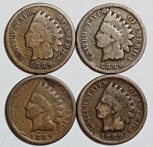 *4*-1889 GOODor BETTER Indian Head Cent *4*-1889 Indian Cent $FREE SHIPPING #165