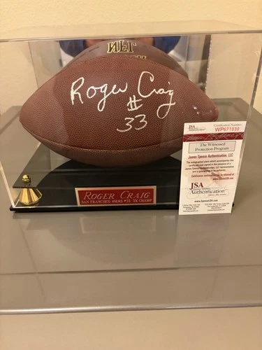 ROGER CRAIG 49ers Signed Wilson NFL Football w/ Mirrored Display JSA