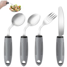 4 PCS Weighted Adaptive Utensils, 45 Angled, 3.5oz, Left-Handed, Parkinsons
