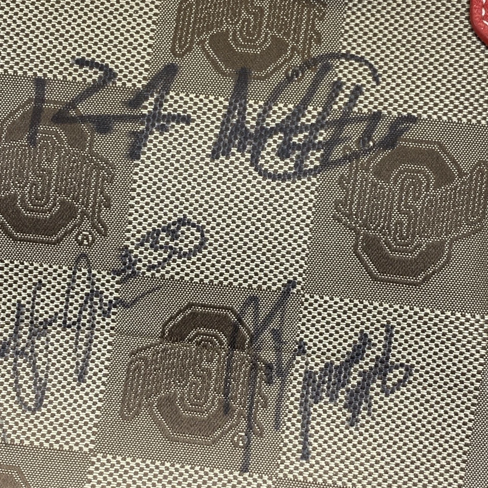 Sandol Ohio State University Buckeyes Purse Red Black Double Handles Zip Signed - Image 3 of 4