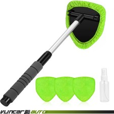 Car Window Cleaner Interior Windshield Cleaning Tool Glass Wiper Wand 4 Cloths