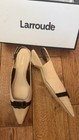 NIB Larroude Beige Black pointy toe Sling Back Shoes Small Heel 39 — photo 5