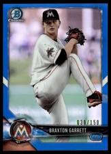 2018 Bowman Chrome Prospects Blue Braxton Garrett Rookie 030/150 Miami Marlins
