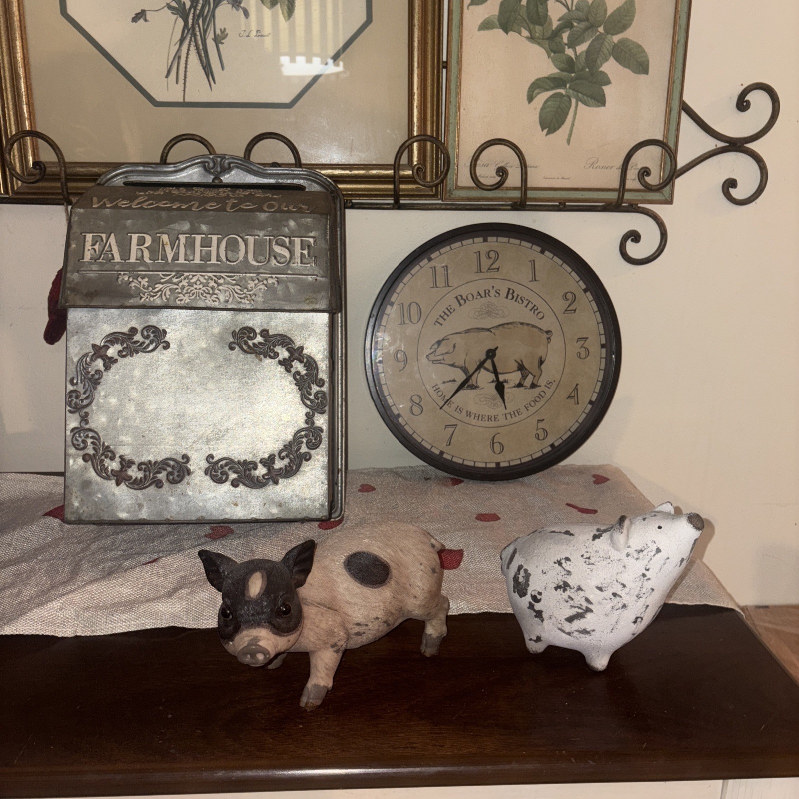 Distressed Shabby Chic Rustic Modern Farmhouse Wood Metal Wall Clock with Door