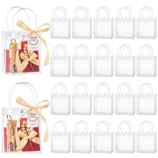 Mauproy 50 Pack Clear Plastic Gift Bags with 1 Count Pack of 50 ,