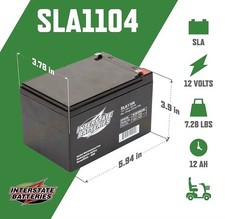 Interstate Battery SLA1104 | BATLIQ1013, MBE-BATT1212-F2, MKB-ES12-12, PSB-BATT