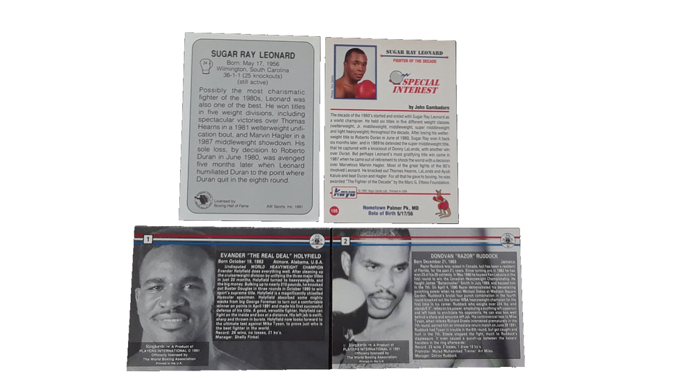 1991 Various Brands Lot 4 Sugar Ray Leonard x2 Evander Holyfield ...