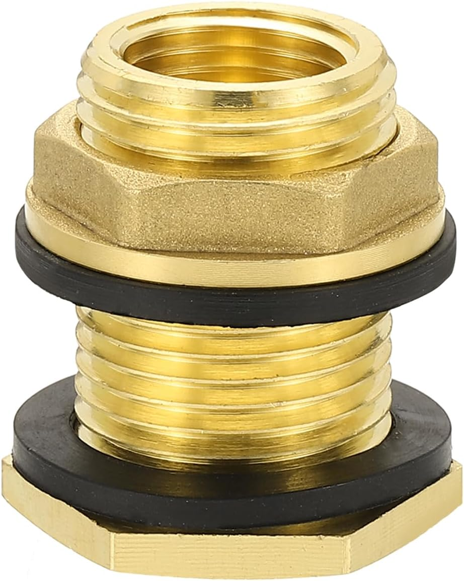 Brass Bulkhead Fitting 1/2\" NPT Female X 3/4\" GHT Male| Garden Hose Threaded Dou