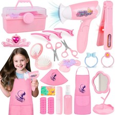 Hair Salon Toys for Girls, Kids Pretend Hair Styling Kit with Realistic Haird...