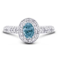 2.47ct Blue SI2 Oval Shape Natural Certified Diamonds 18k  Halo Side Stone Ring