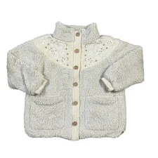 Louise Misha Deep Pile Sherpa Jacket Rose Cream Size 10y Embroidered Designer