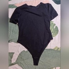 Black Bodysuit One Piece with Short Sleeves