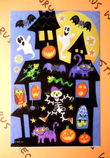 Vintage American Greetings Halloween Haunted House Sticker Sheet