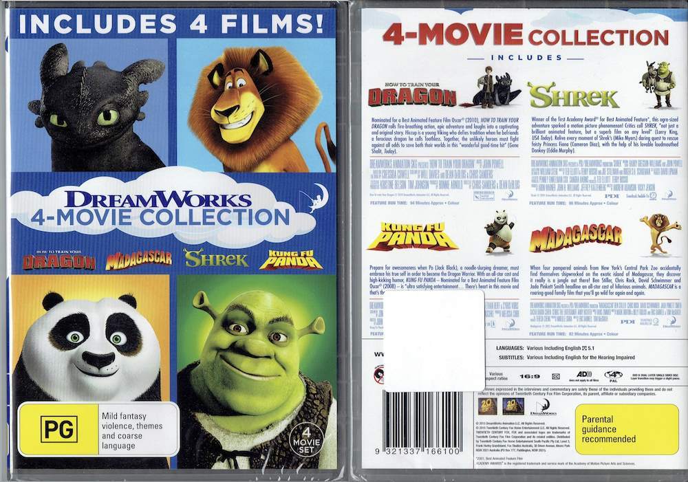 Dreamworks 4-Movie Collection Shrek Madagascar Kung Fu Panda How