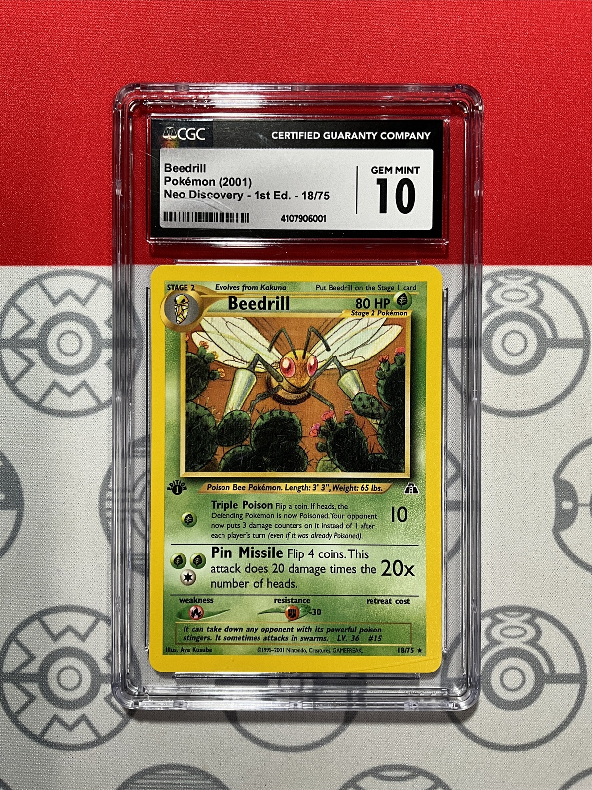 NEW CGC 10 GEM Pokemon Beedrill 1st Edition Neo Discovery #18 English PSA 6001