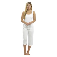 Womens Ladies Linen 3/4 Long Summer Shorts UK Size 10 12 14 16 18 20