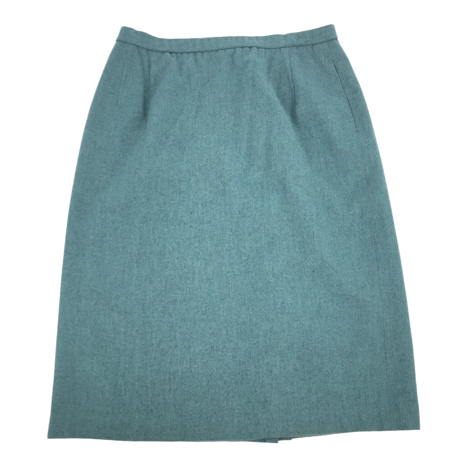 Falda lápiz de lana Pendleton vintage talla 16 Plus para mujer verde azulado carrera modesta