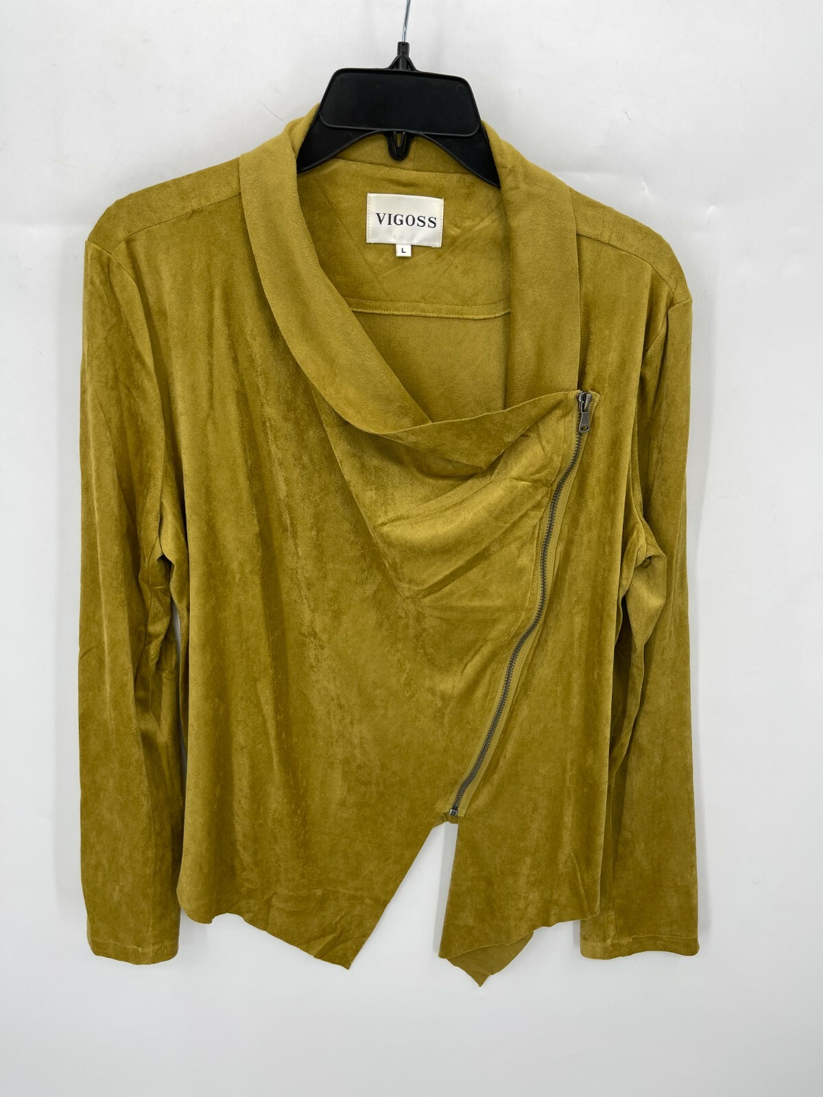 vigoss faux suede drape jacket