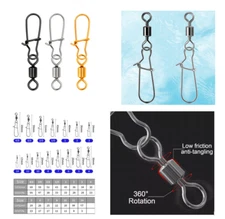 100Pc Fishing Connector Rolling Swivels Ball Bearing Fit for All water With Snap