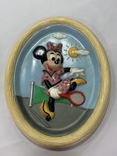 Minnie Mouse Walt Disney Vintage 1970's Handpainted Ceramic Wall Plaque Mickey