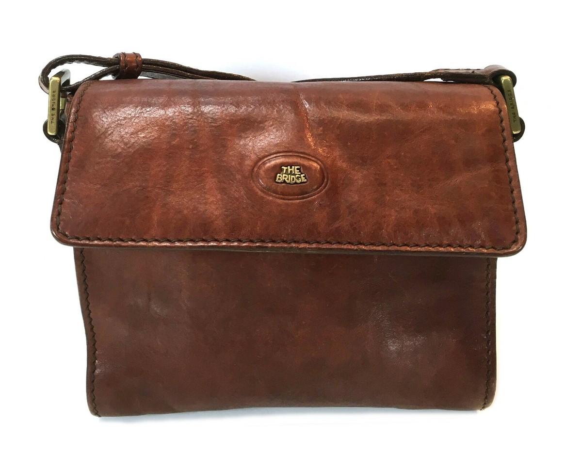 THE BRIDGE Italian Leather Single Strap Flap Front Shoulder Bag