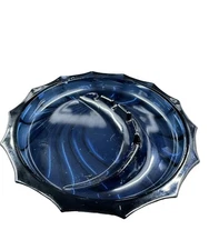 Vintage Viking MCM Blunique Cobalt Blue Glass Ashtray