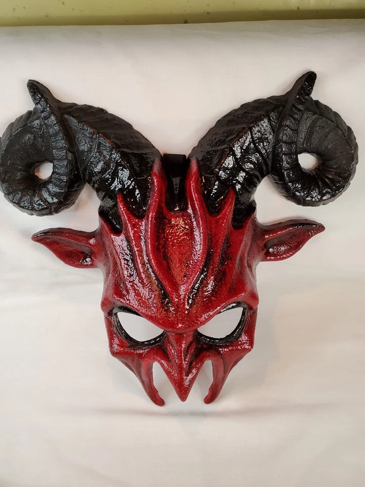 Red And Black Demon Devil Face Mask Halloween Costume Cosplay Party Mask - Image 2 of 4