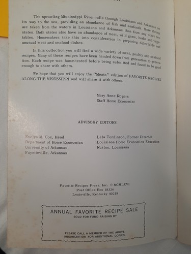 1966 Favorite Recipes from Along the Mississippi Meats Edition Arkansas & LA - Imagen 13 de 16