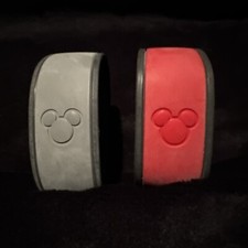 Lot of 2 Adult Walt Disney World Parks Magic Band USED Red Slate 0279