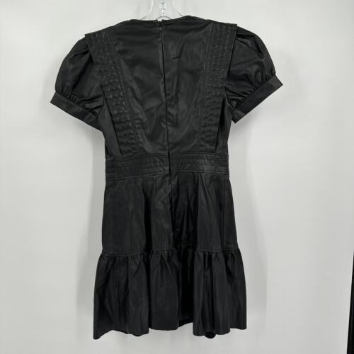 Zara Womens Black Faux Leather Dress Size S Ruffle Goth Whimsigoth Knee Length - Picture 2 of 8