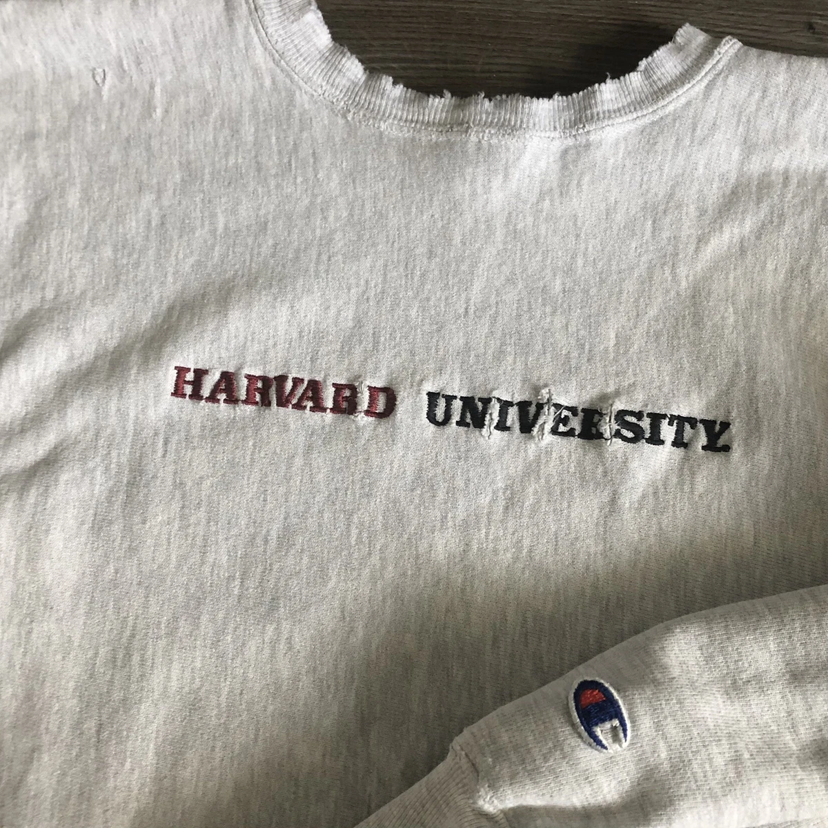 Vintage 90s Champion Reverse Weave Harvard Crewneck Sweatshirt USA  Distressed XL