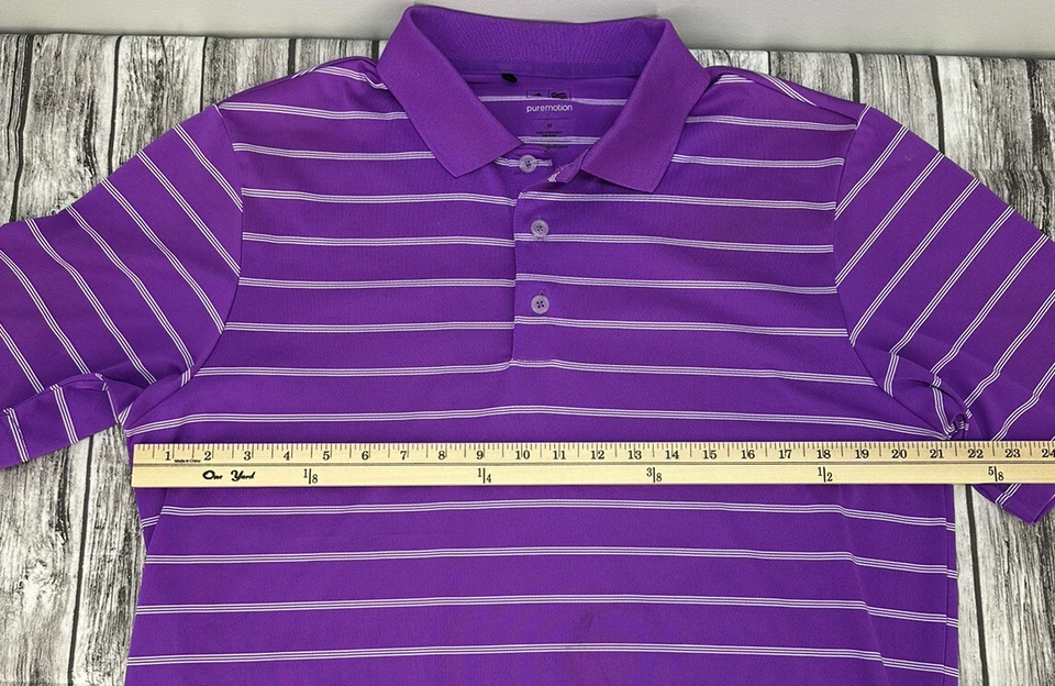 Adidas Golf Hombre Medio Morado Blanco Rayas Puro Movimiento Ligero Polo M Foto 4 de 4